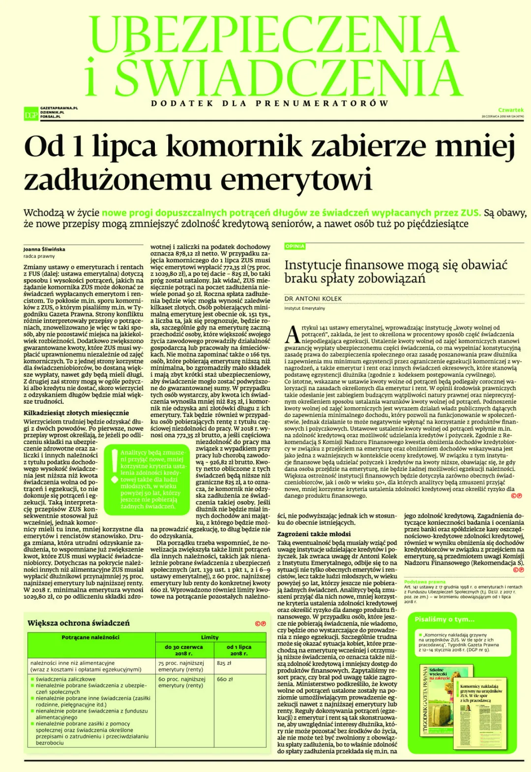 UBEZPIECZENIA I ŚWIADCZENIA