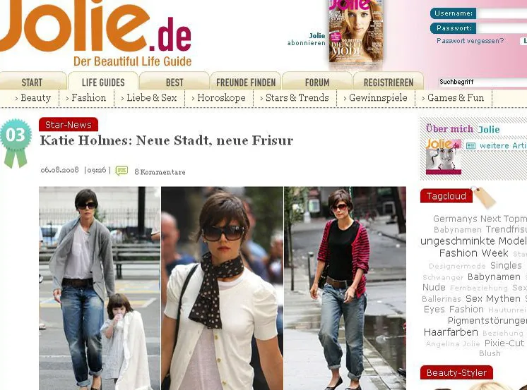 Powyciągane koszulki, za duże swetry , opadające spodnie, jakby ściągnięte z męża - to nowy styl Katie Holmes