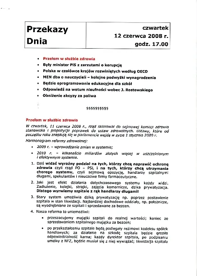 Przekazy dnia - 12 czerwca