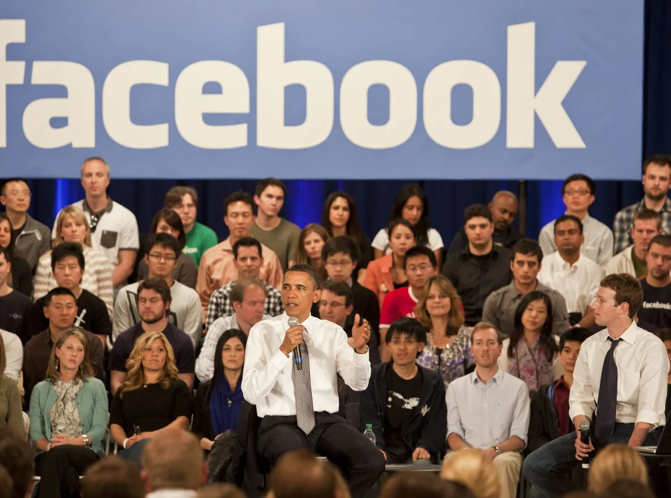 Barack Obama, szef Facebooka i pracownicy