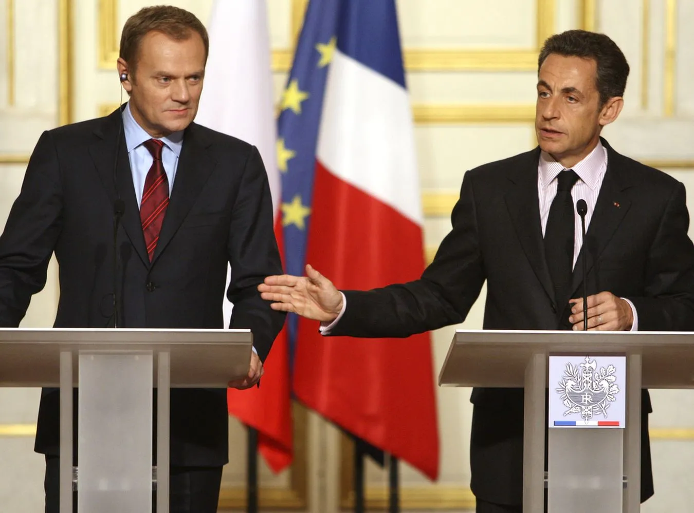 Donald Tusk i Nicolas Sarkozy