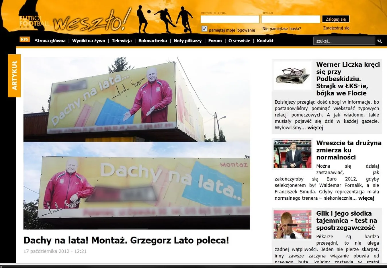  Grzegorz Lato w reklamie dachu
