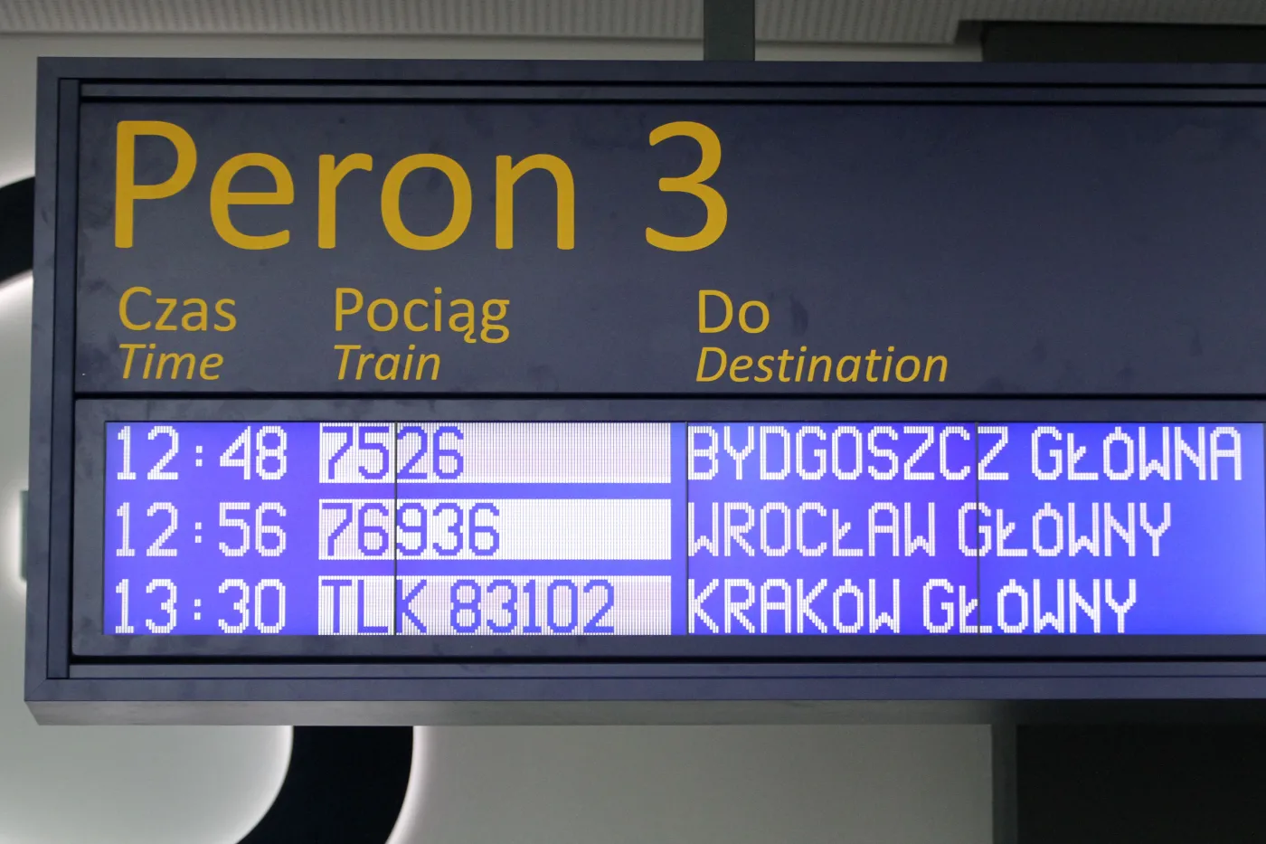 Tablica wyświetlająca odjazdy pociągów