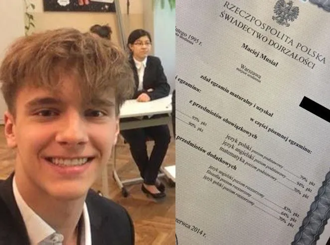 Musiał pokazał wyniki swojej matury. Jak mu poszło?