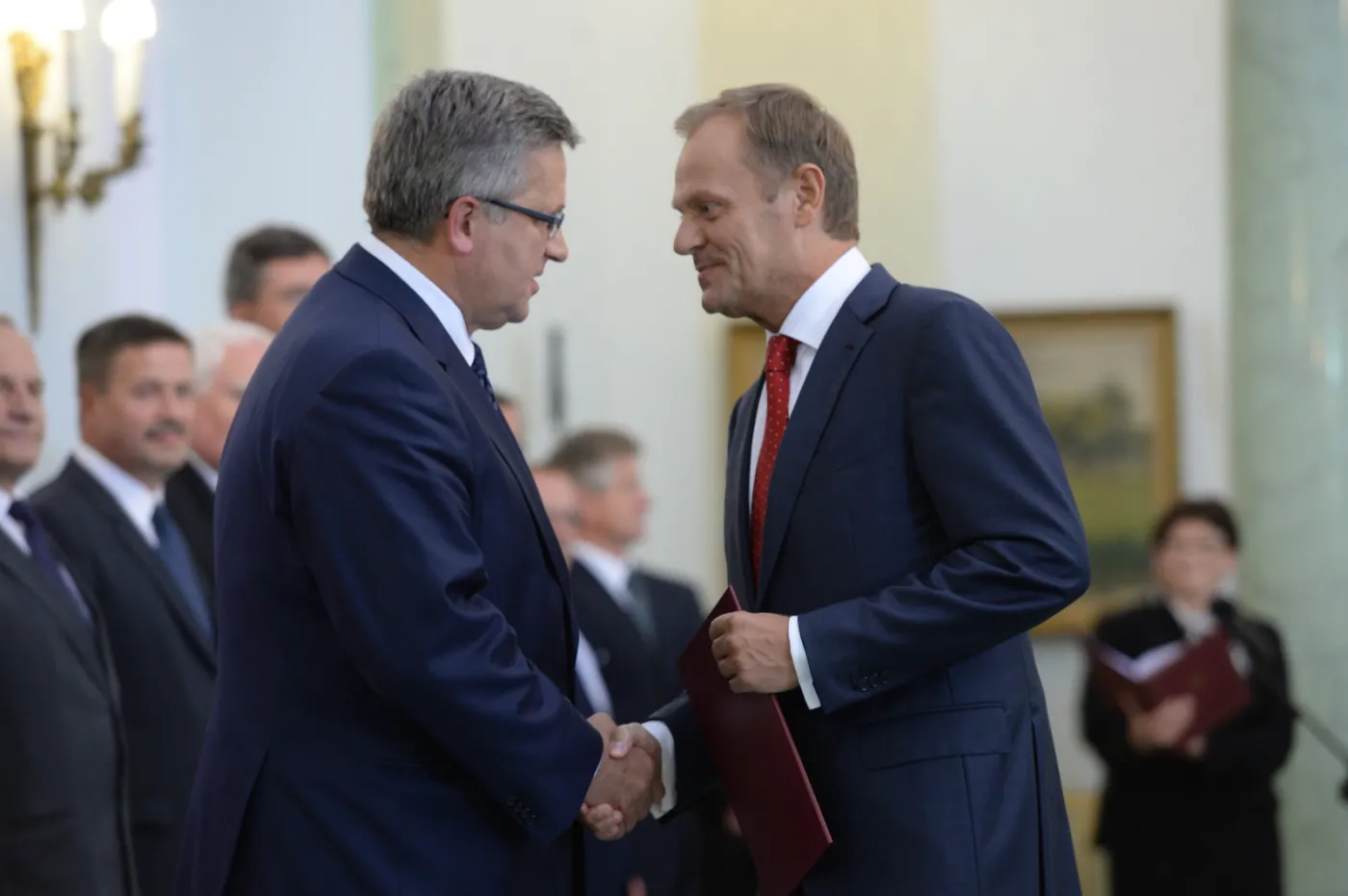 Uroczystość przyjęcia przez prezydenta RP dymisji Rady Ministrów w Pałacu Prezydenckim w Warszawie