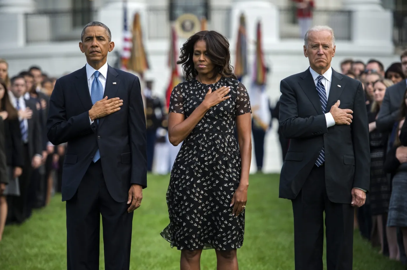 Barack Obama, Michelle Obama i wiceprezydent Joe Biden 