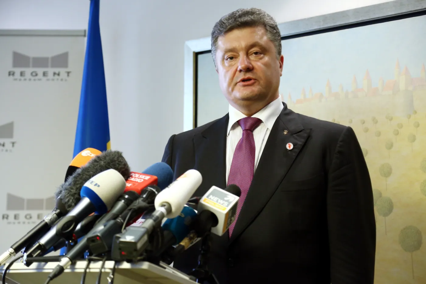  Prezydent elekt Ukrainy Petro Poroszenko, podczas konferencji prasowej w Warszawie
