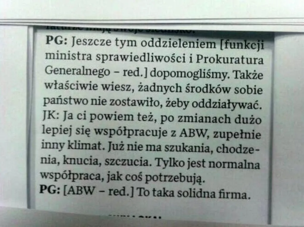 Fragment rozmowy Graś-Krawiec opublikowany przez dziennikarza Michała Majewskiego z "Wprost"