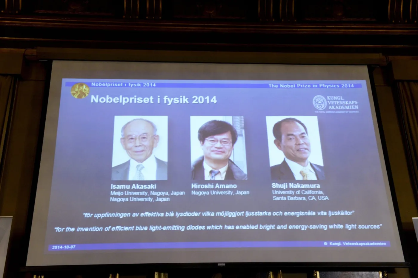 Isamu Akasaki, Hiroshi Amano i Shuji Nakamura 