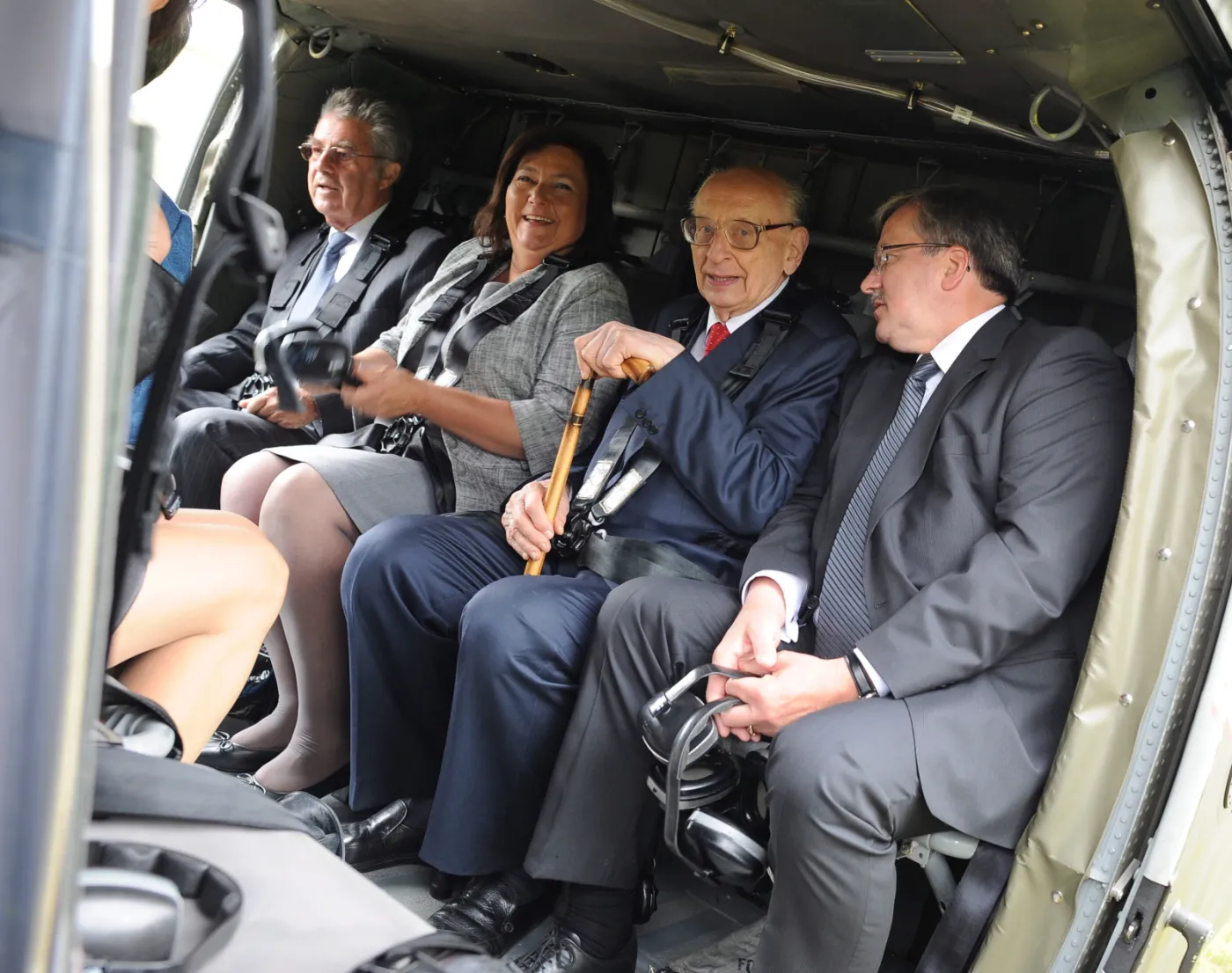 Bronisław Komorowski z żoną Anną, Władysław Bartoszewski i prezydent Austrii Heinz Fischer
