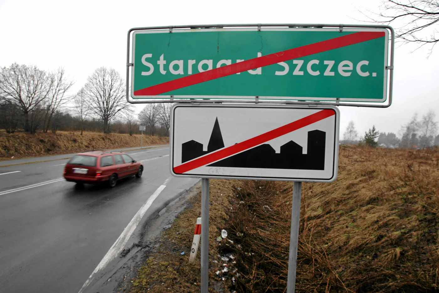 Stargard Szczeciński - tablica przy wyjeździe z miasta