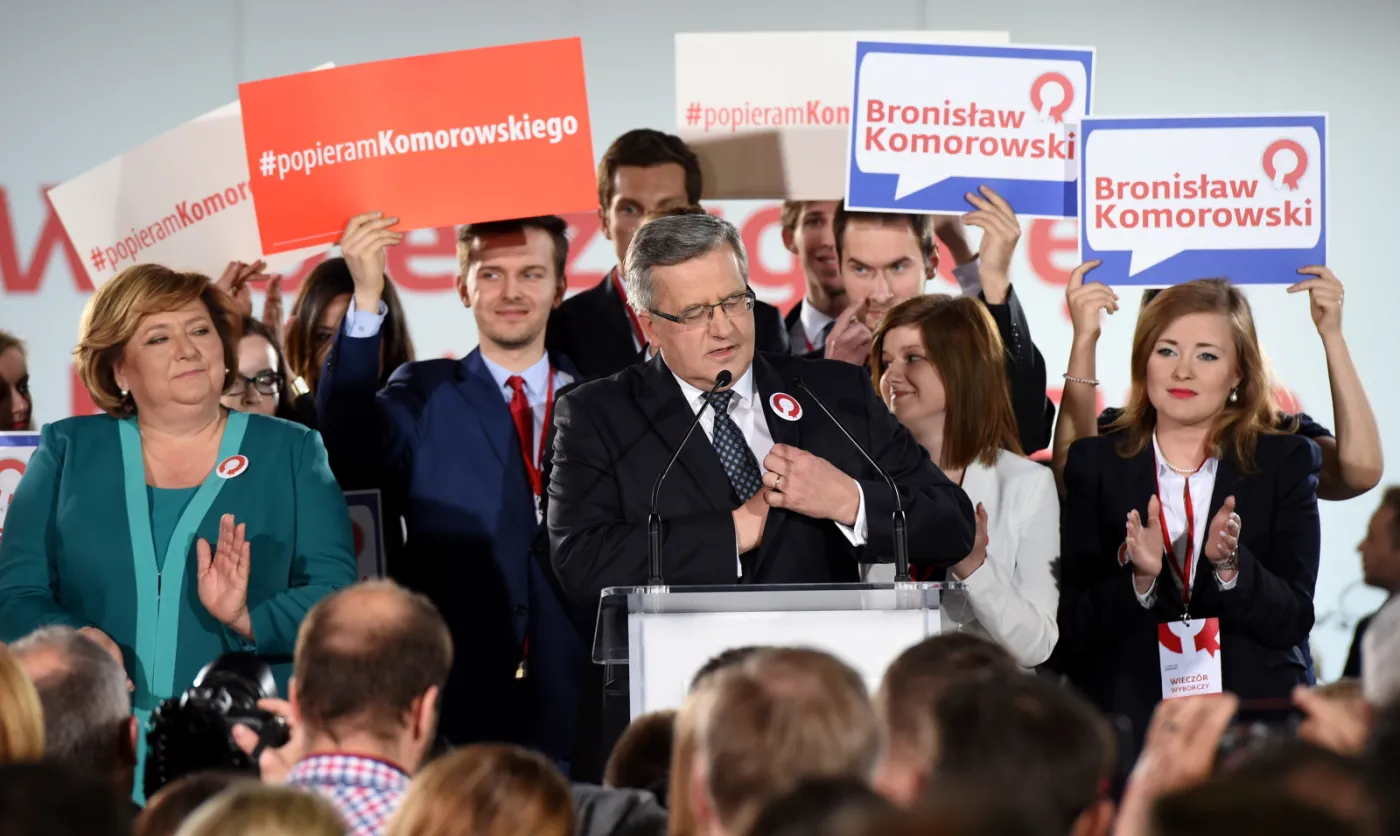 Bronisław Komorowski w czasie wieczoru wyborczego
