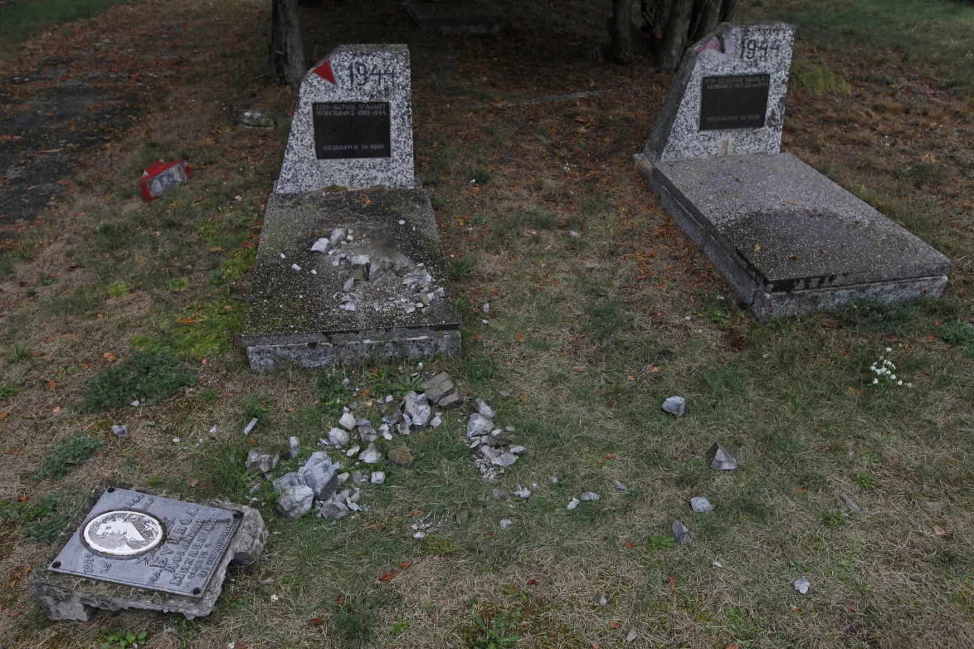 Zniszczony cmentarz żołnierzy radzieckich w Milejczycach na Podlasiu