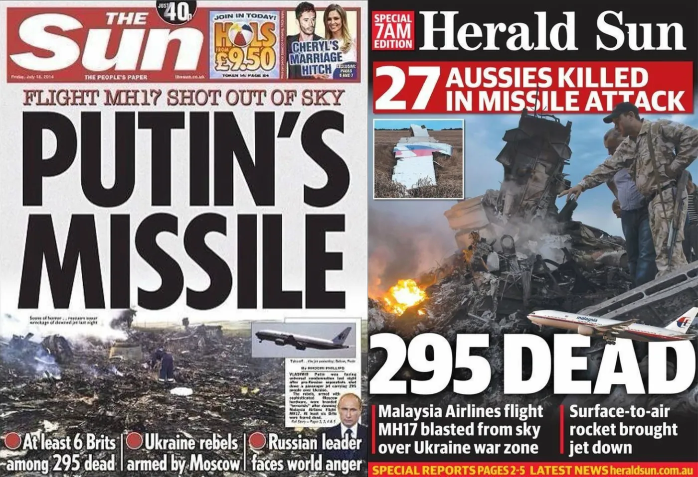 okładki katastrofa MH17 MH-17 gazety