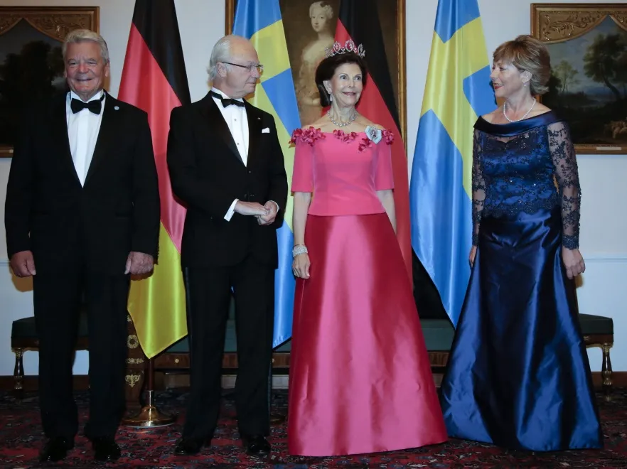 Joachim Gauck; król Karol XVI Gustaw; królowa Sylwia; Daniela Schadt