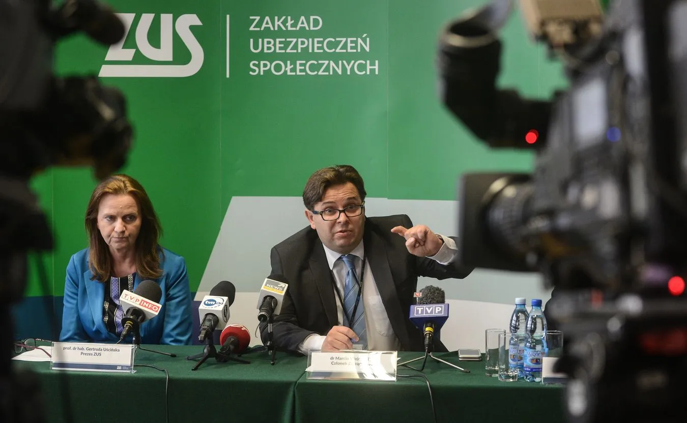 Prezes ZUS Gertruda Uścińska oraz członek zarządu ZUS Marcin Wojewódka