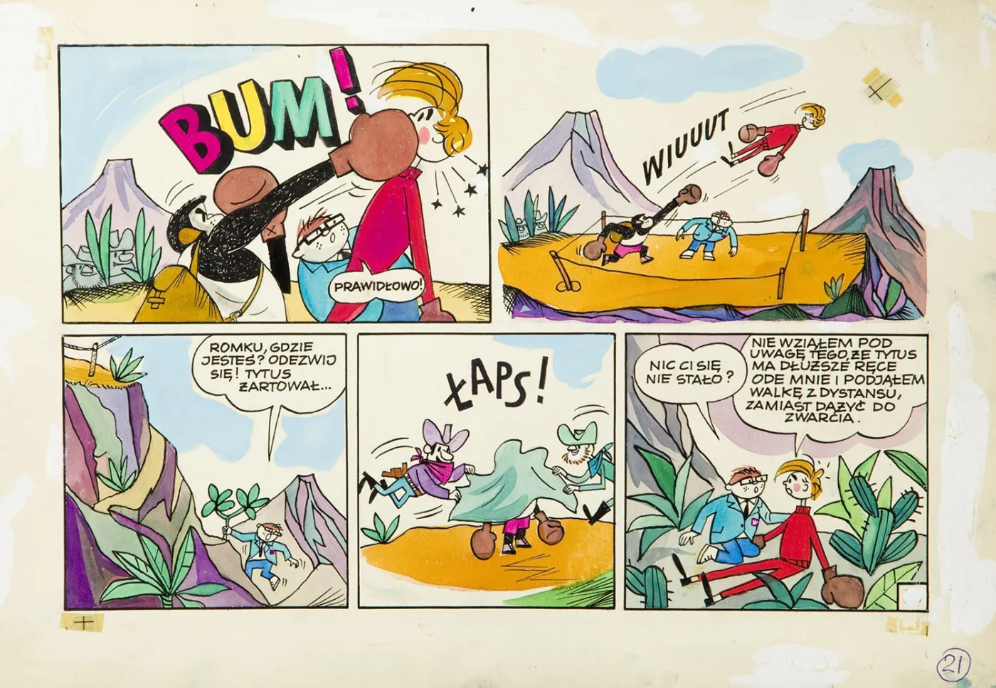 Tytus, Romek i A’Tomek, księga VI - Tytus olimpijczykiem, plansza komiksowa nr 21, 1971 r.