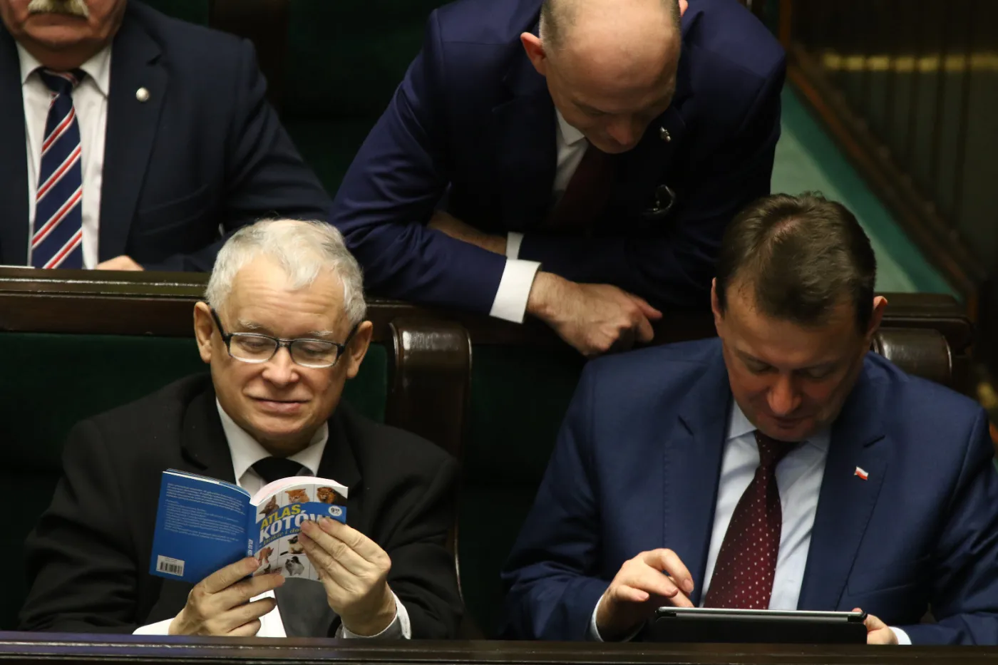 Jarosław Kaczyński z Atlasem Kotów