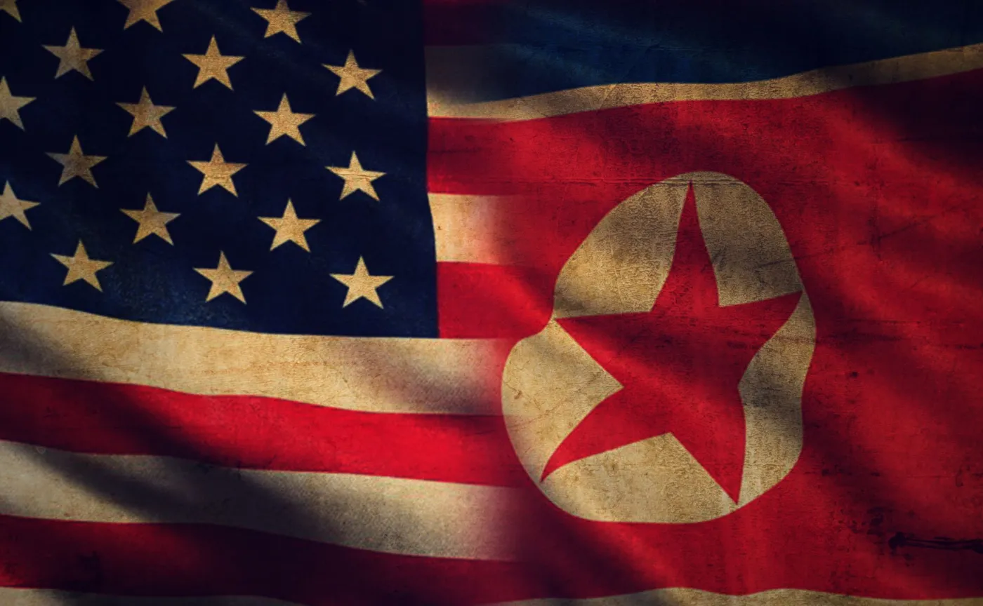 Flagi USA i Korei Północnej