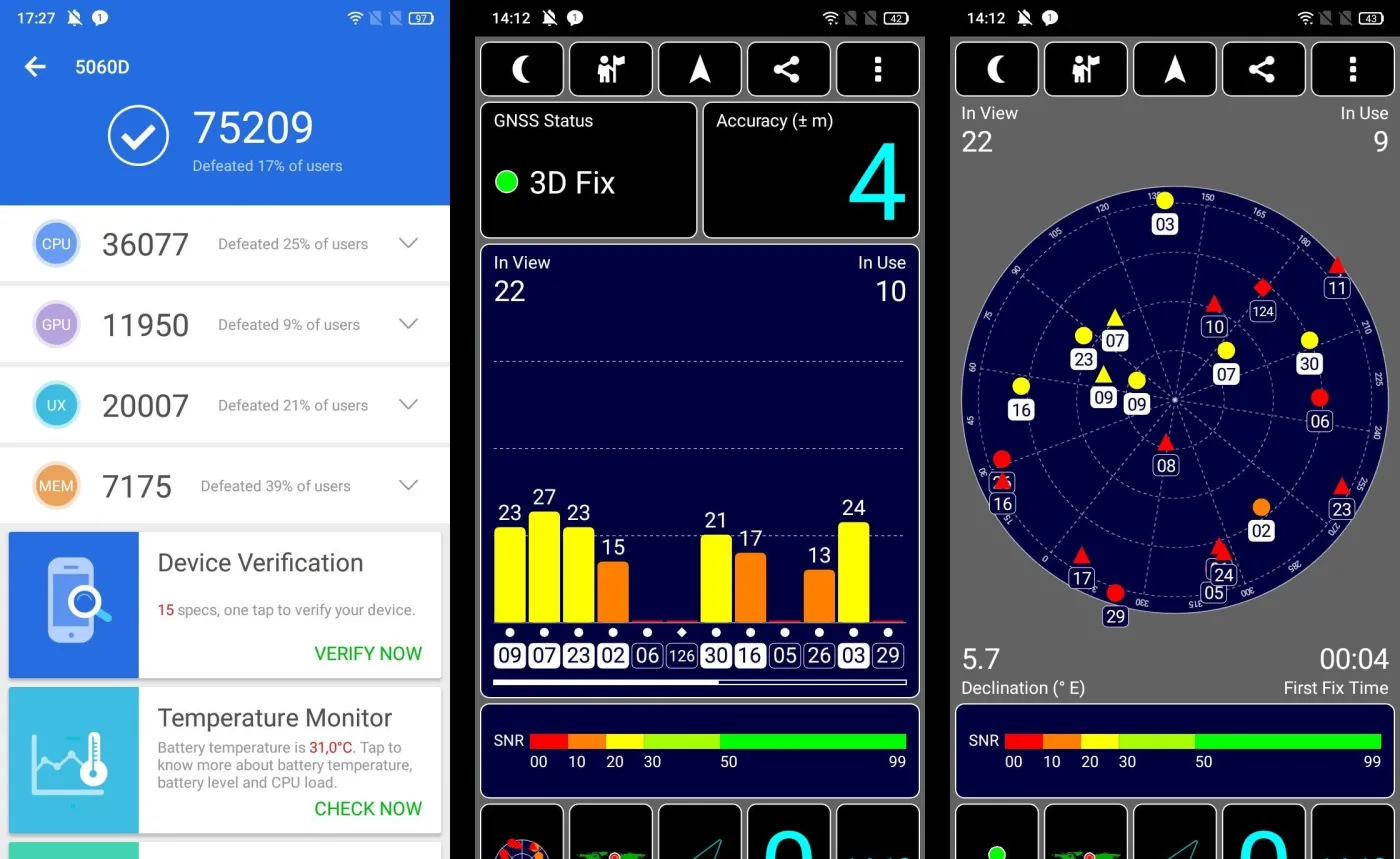Alcatel 5V - AnTuTu Benchmark, GPS