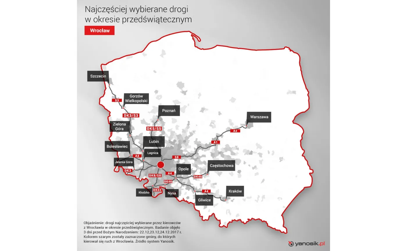 Ruch przedświąteczny z Wrocławia