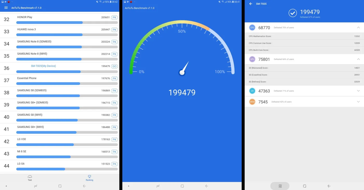 Samsung Galaxy Tab S4 - AnTuTu Benchmark