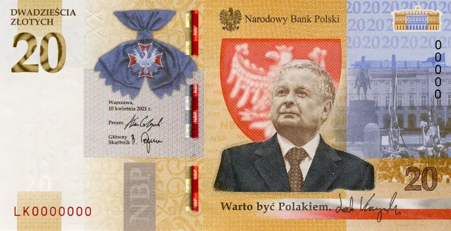 Banknot i moneta upamiętniające Lecha Kaczyńskiego od 9 listopada w obiegu