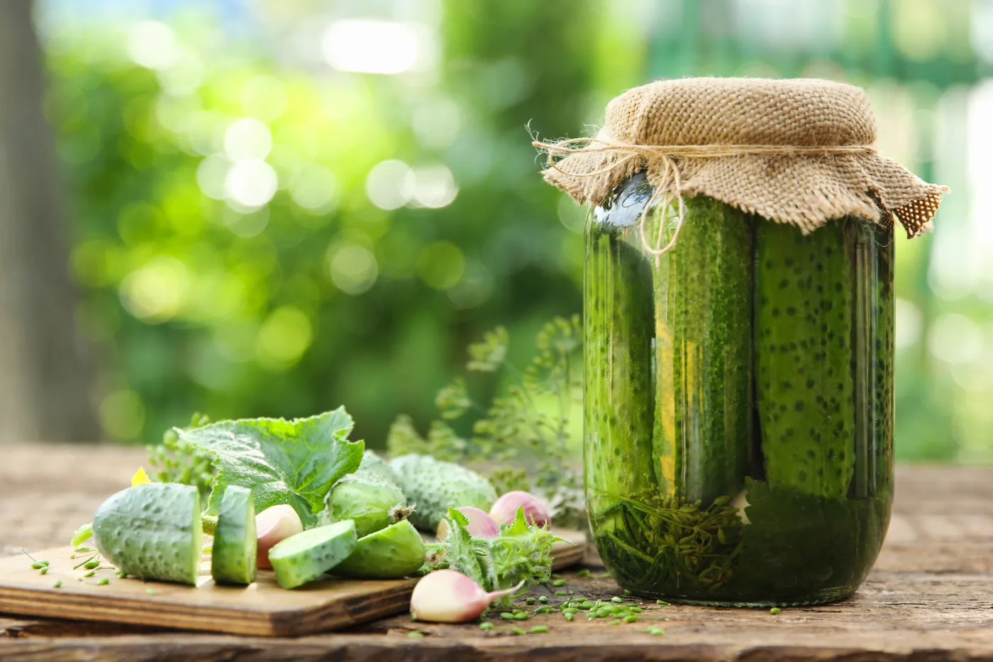 Preservations,,Conservation.,Salted,,Pickled,Cucumbers,In,A,Jar,On,An
