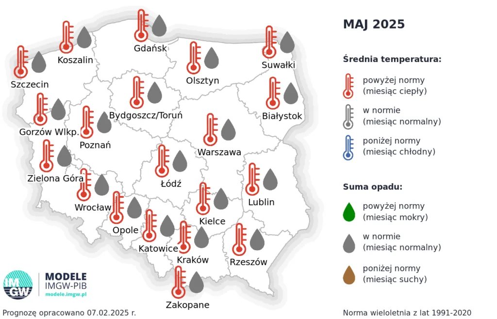 Prognoza pogody na maj 2025