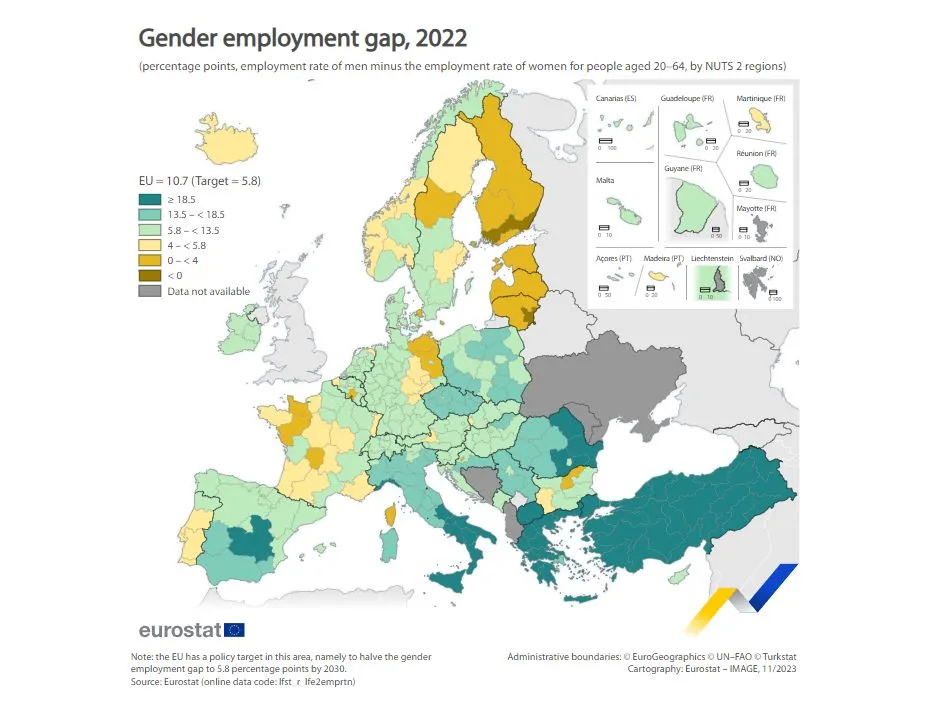 Luka w zatrudnieniu kobiet i mężczyzn. Te kraje UE wypadają najgorzej [MAPA]
