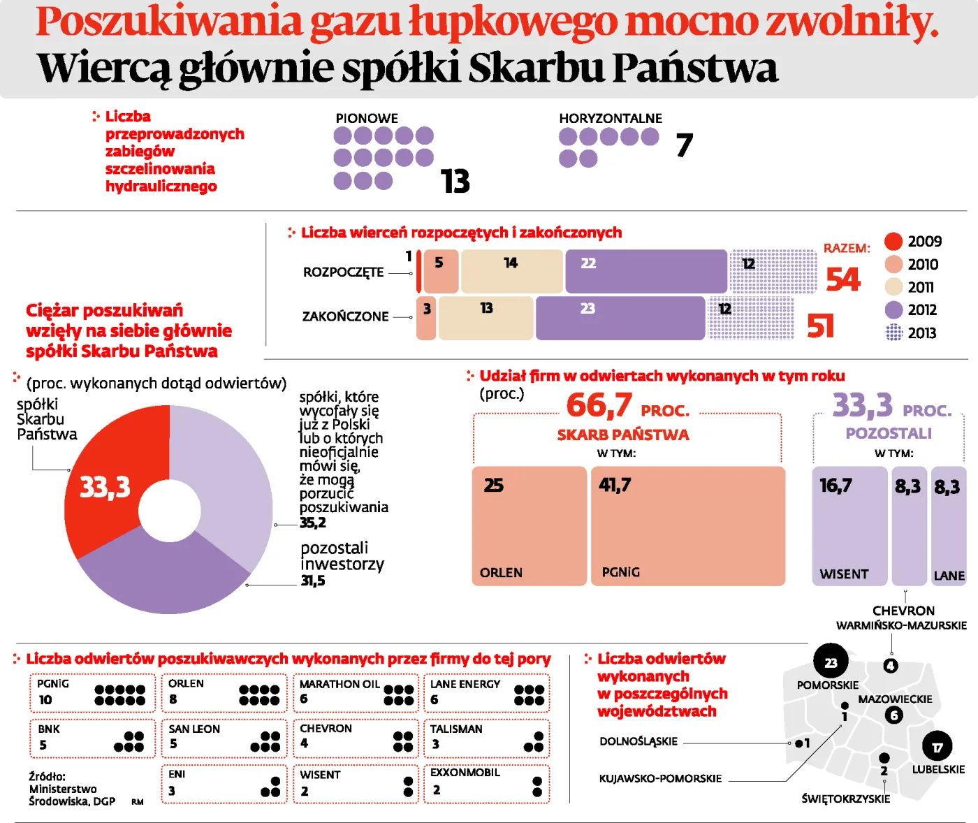 Poszukiwania gazu łupkowego: Wiercą głównie spółki Skarbu Państwa