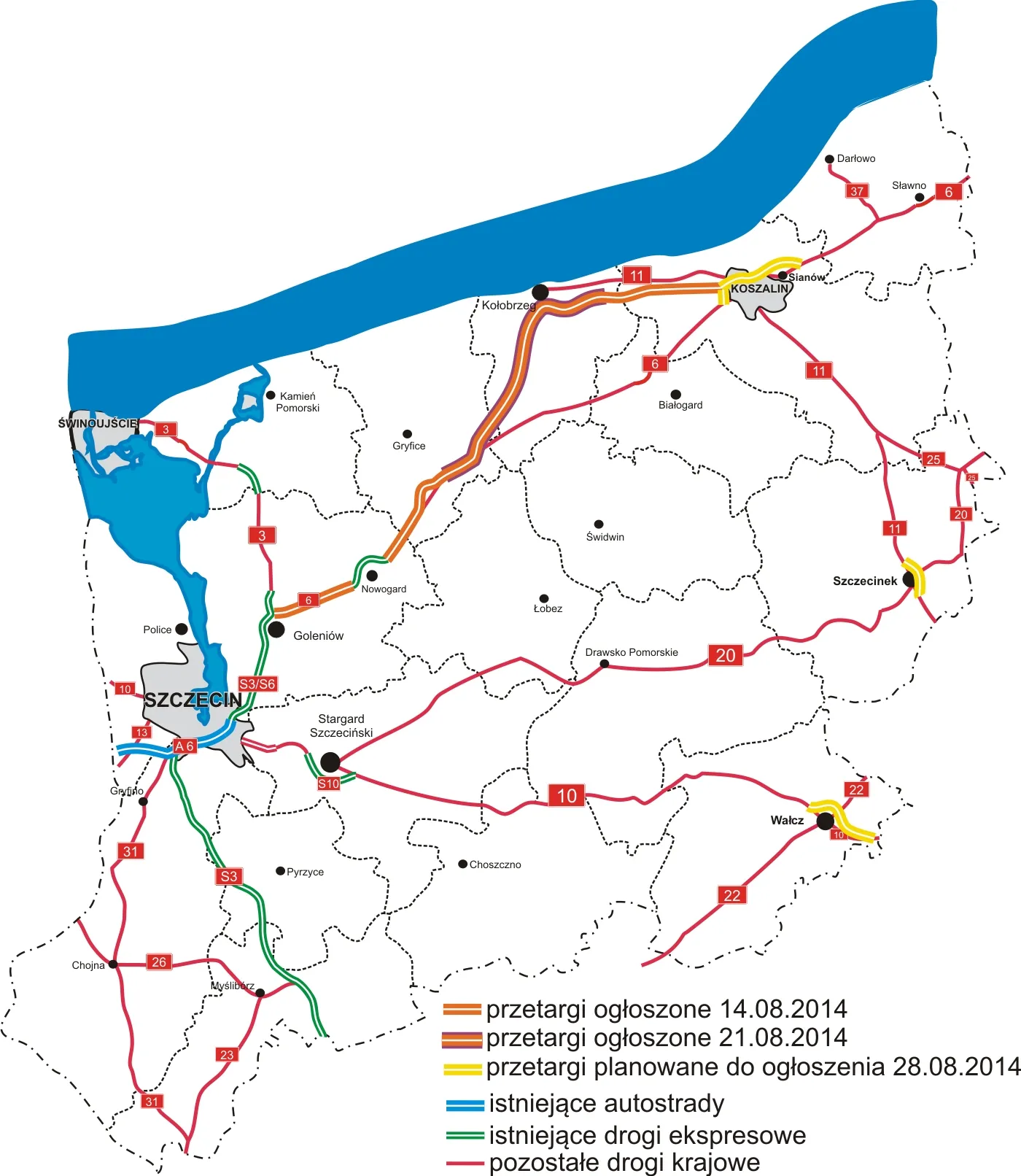 Droga ekspresowa S6: GDDKiA ogłosiła przetargi na 53 km trasy w okolicach Kołobrzegu