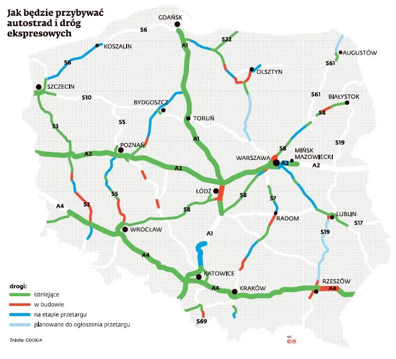Nowa polska mapa drogowa. Zobacz, jakie trasy powstaną w najbliższym czasie