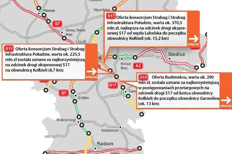Budowa S17 idzie pełną parą. Wykonawcy kolejnych odcinków wybrani [MAPA]
