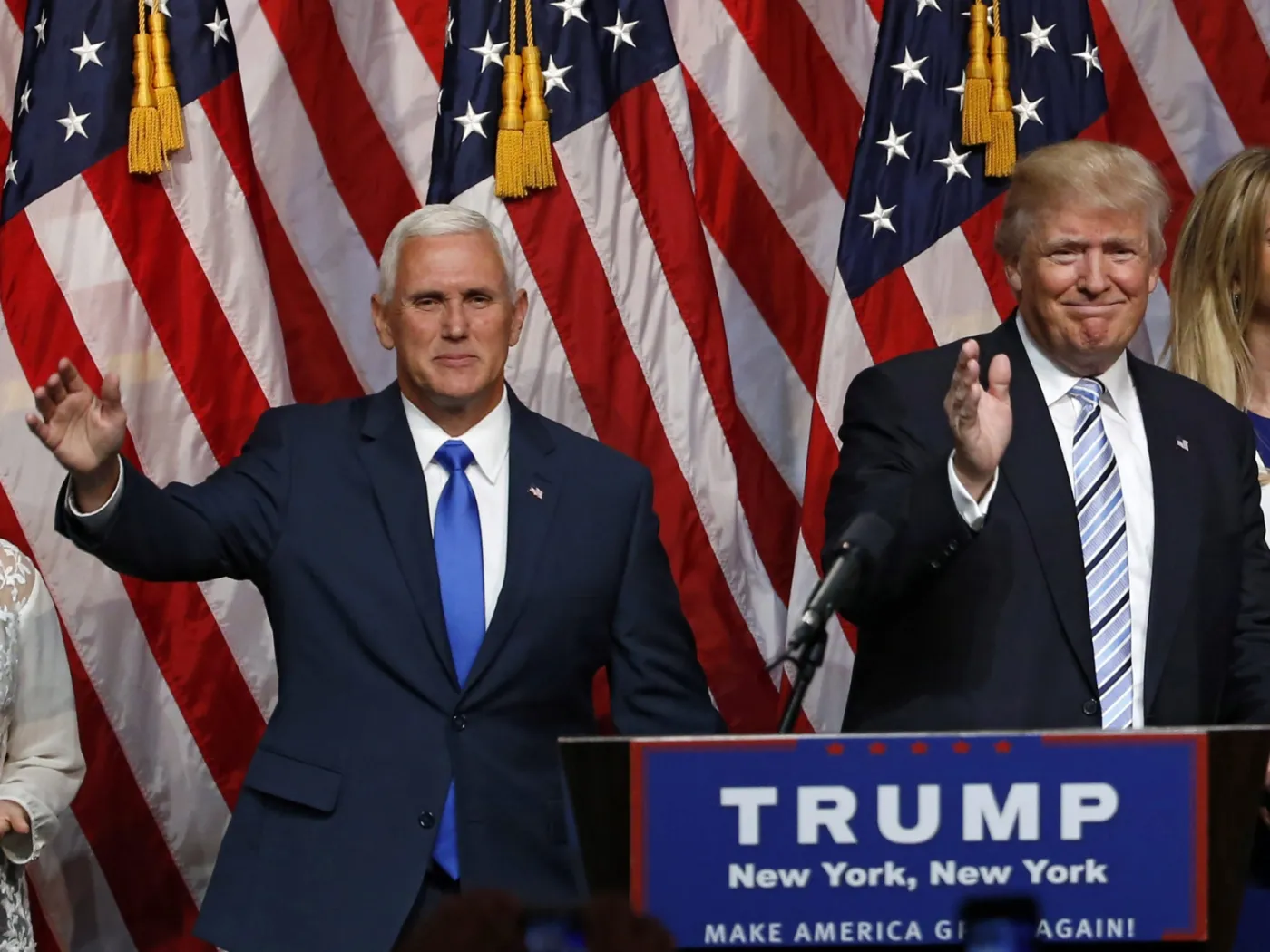 Gubernator Indiany Mike Pence i Donald Trump w Nowym Jorku. 