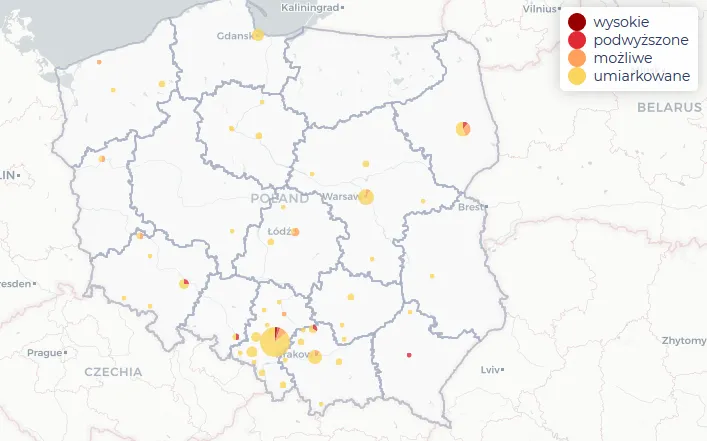 Mapa ryzyka zakażenia koronawirusem w Polsce. Naukowcy z Białegostoku stworzyli aplikację POLCOVID-19