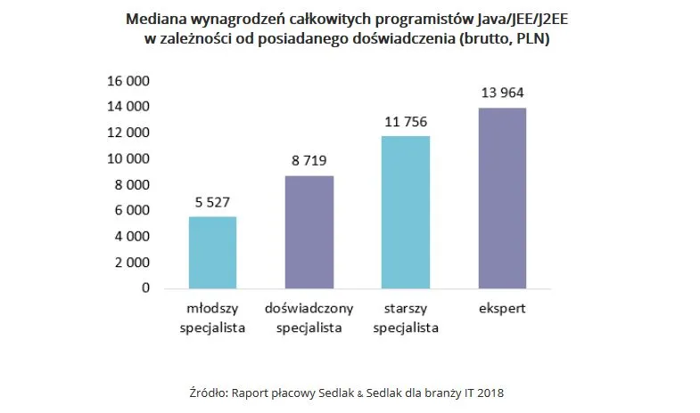 Wysokość wynagrodzenia programistów w zależności od posiadanego doświadczenia