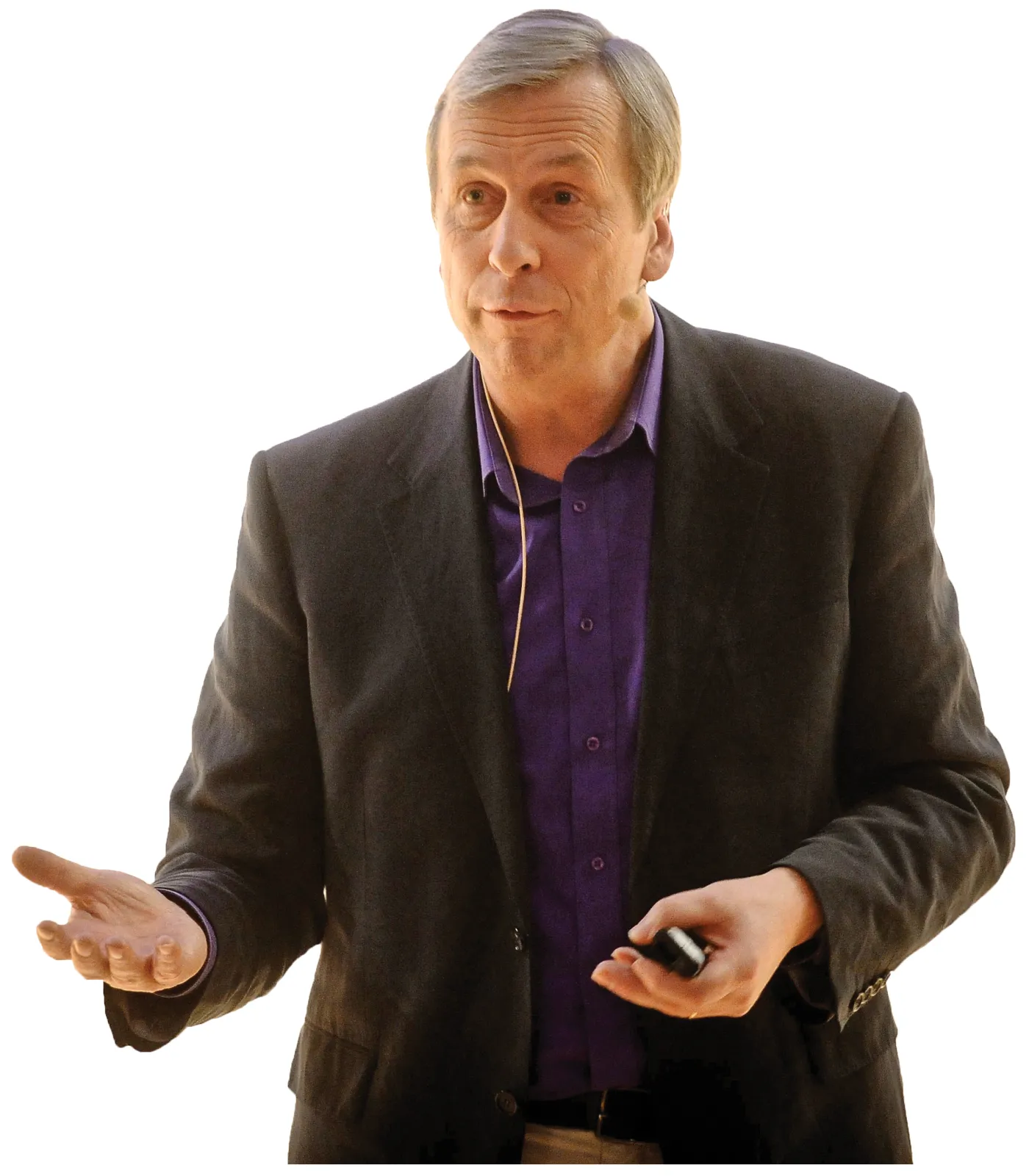 Kevin Warwick – brytyjski inżynier, futurolog, specjalista od cybernetyki, wykładowca na Uniwersytecie Coventry. Jego najsłynniejszym eksperymentem jest „Projekt Cyborg”, który miał za zadanie sprawdzić, czy możliwe jest połączenie człowieka i maszyny. W tym celu Warwick wszczepił sobie parę implantów, m.in. taki, za pomocą którego był w stanie sterować robotycznym ramieniem. Swoje idee i doświadczenia opisał w serii książek, m.in. „Marsz maszyn”, „Ja, cyborg”, „W poszukiwaniu inteligencji”.W Warszawie gościł na konferencji marketingowej Forum IAB 2018 organizowanej  przez Związek Pracodawców Branży Internetowej IAB Polska