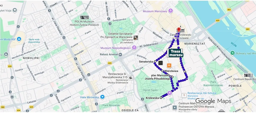 Mapa utrudnień Warszawa 19 kwietnia 2026 trasa Marszu Życia