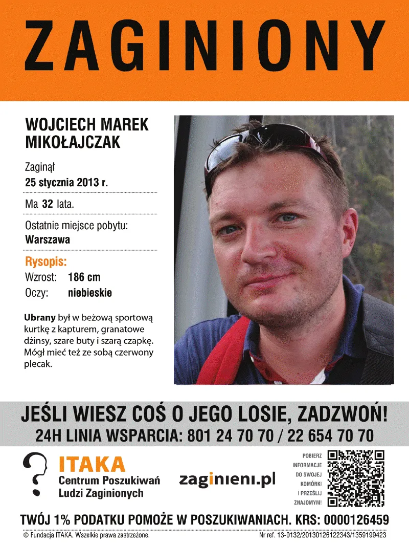 Policja i Itaka od piątku poszukują zaginionego 32-latka z Warszawy