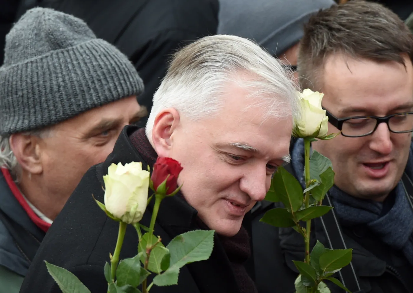 Warszawa, Marsz w obronie demokracji i wolności mediów, na zdj. Jarosław Gowin, PAP/Radek Pietruszka