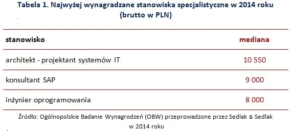 Informatycy najlepiej zarabiającymi specjalistami w 2014r.