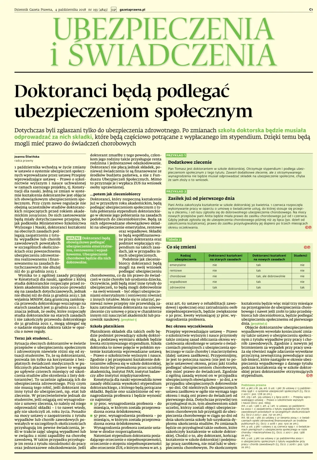 UBEZPIECZENIA I ŚWIADCZENIA