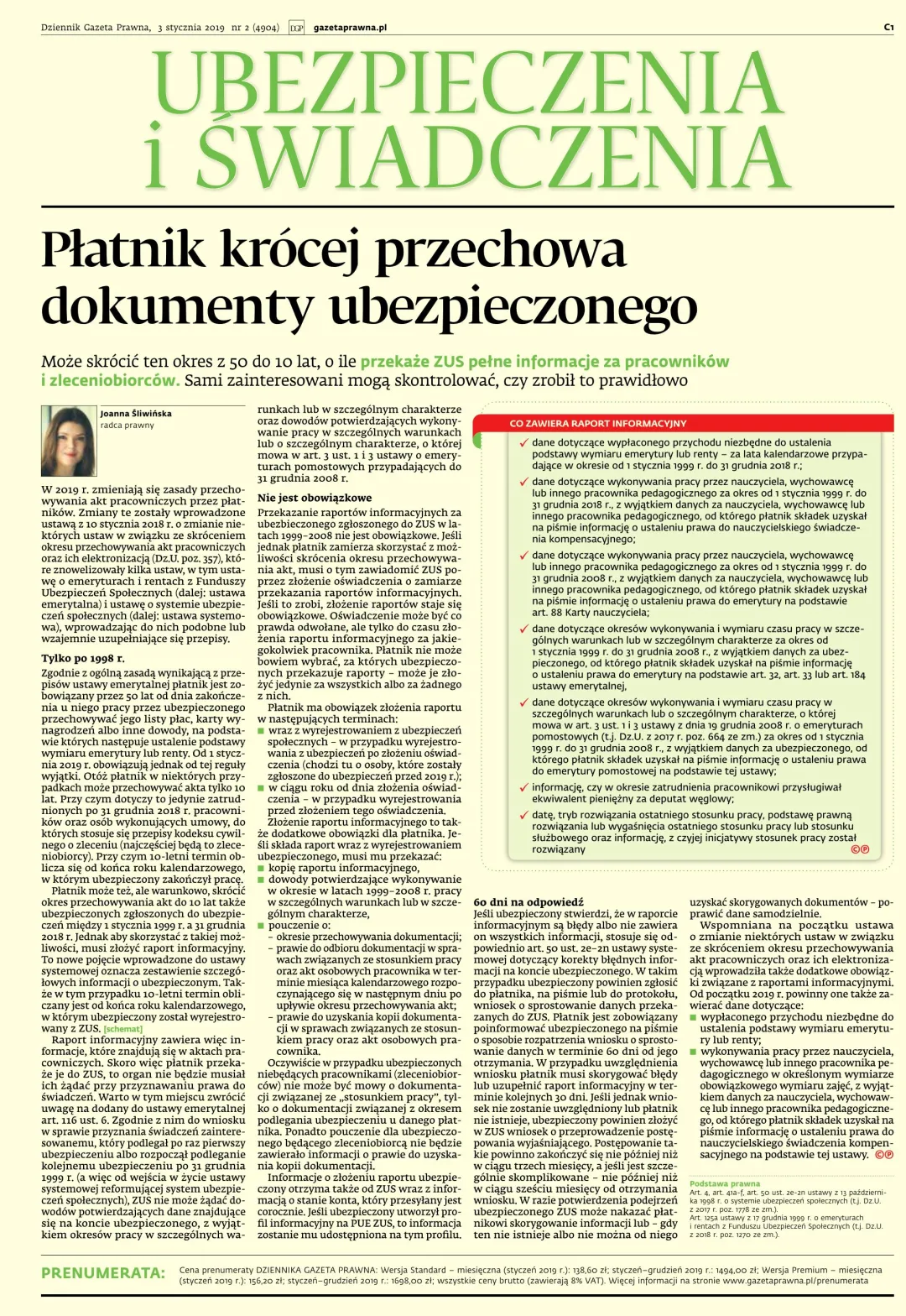 UBEZPIECZENIA I ŚWIADCZENIA