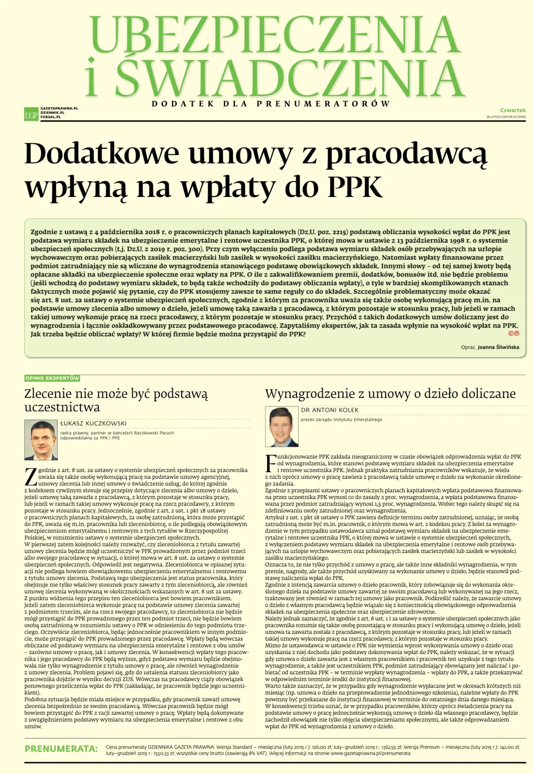 UBEZPIECZENIA I ŚWIADCZENIA