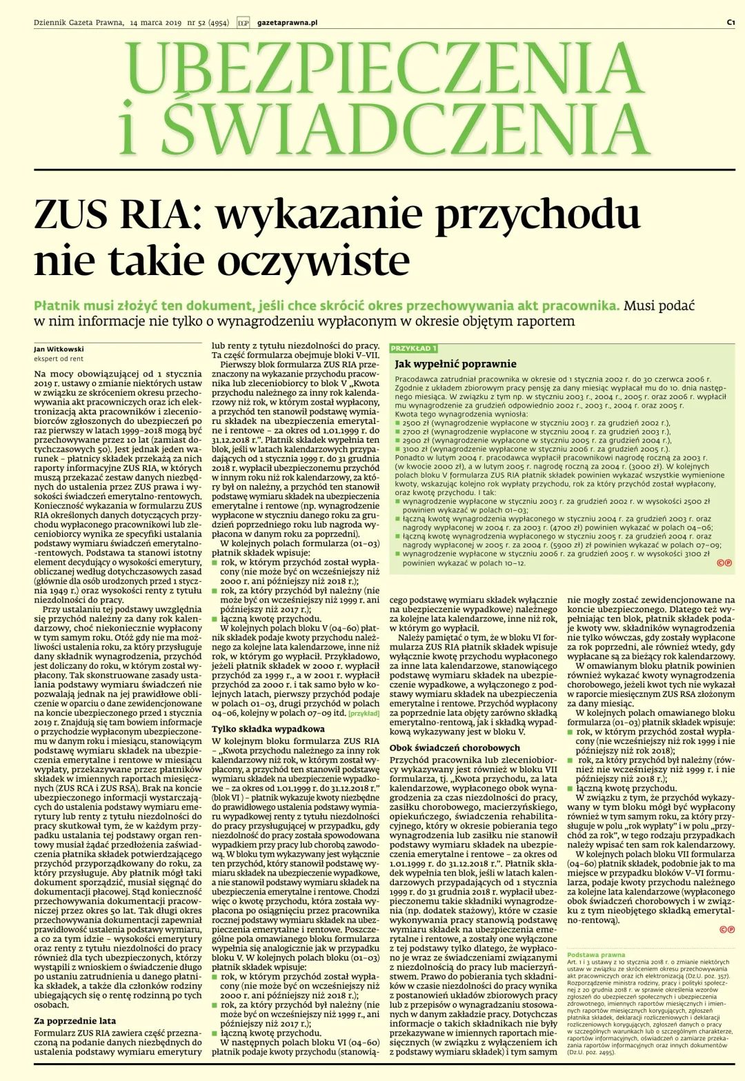 UBEZPIECZENIA I ŚWIADCZENIA