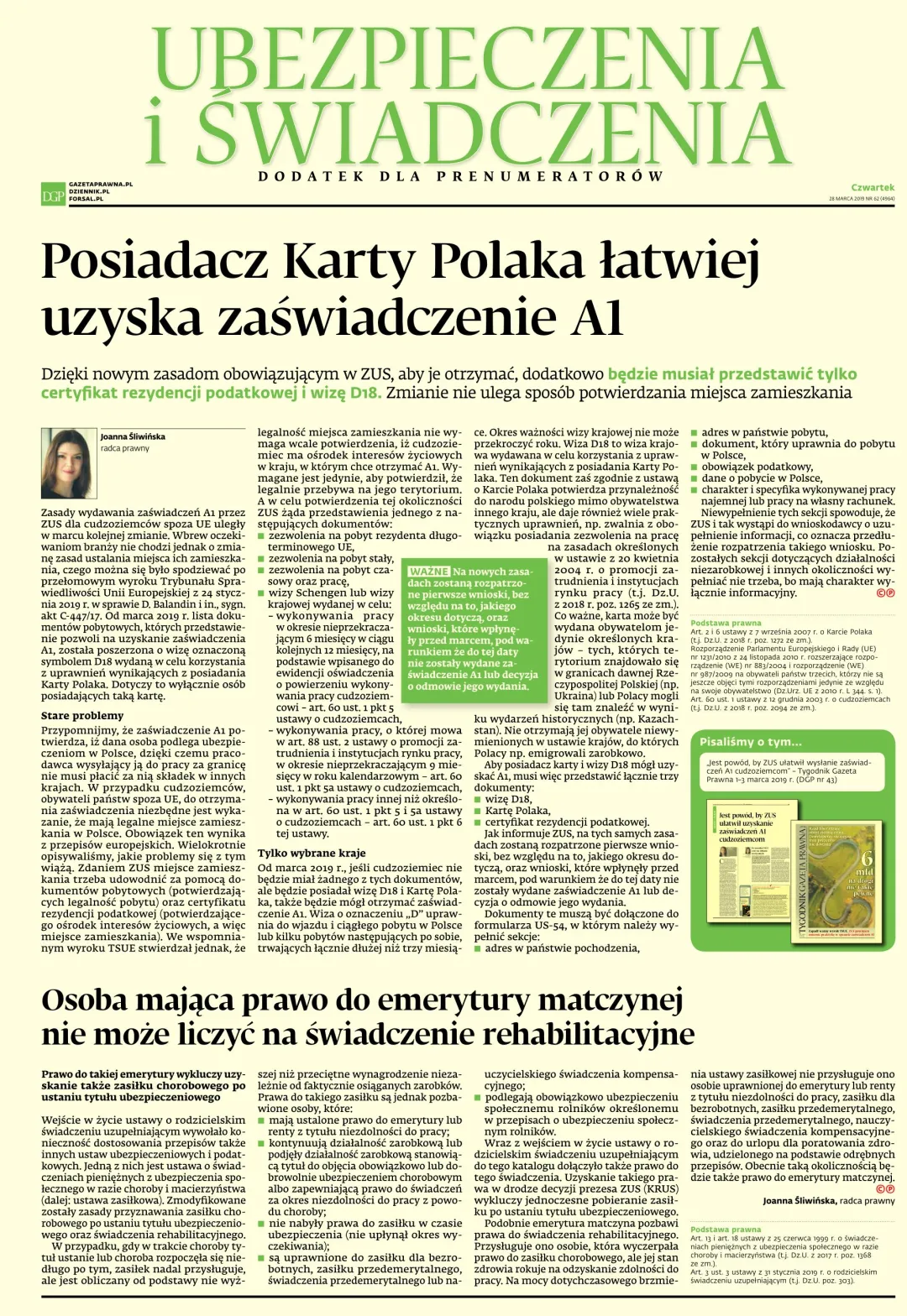 UBEZPIECZENIA I ŚWIADCZENIA