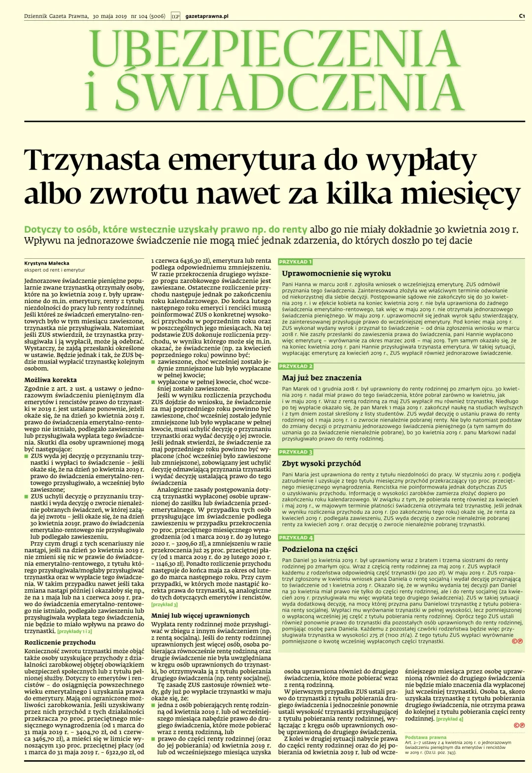 UBEZPIECZENIA I ŚWIADCZENIA