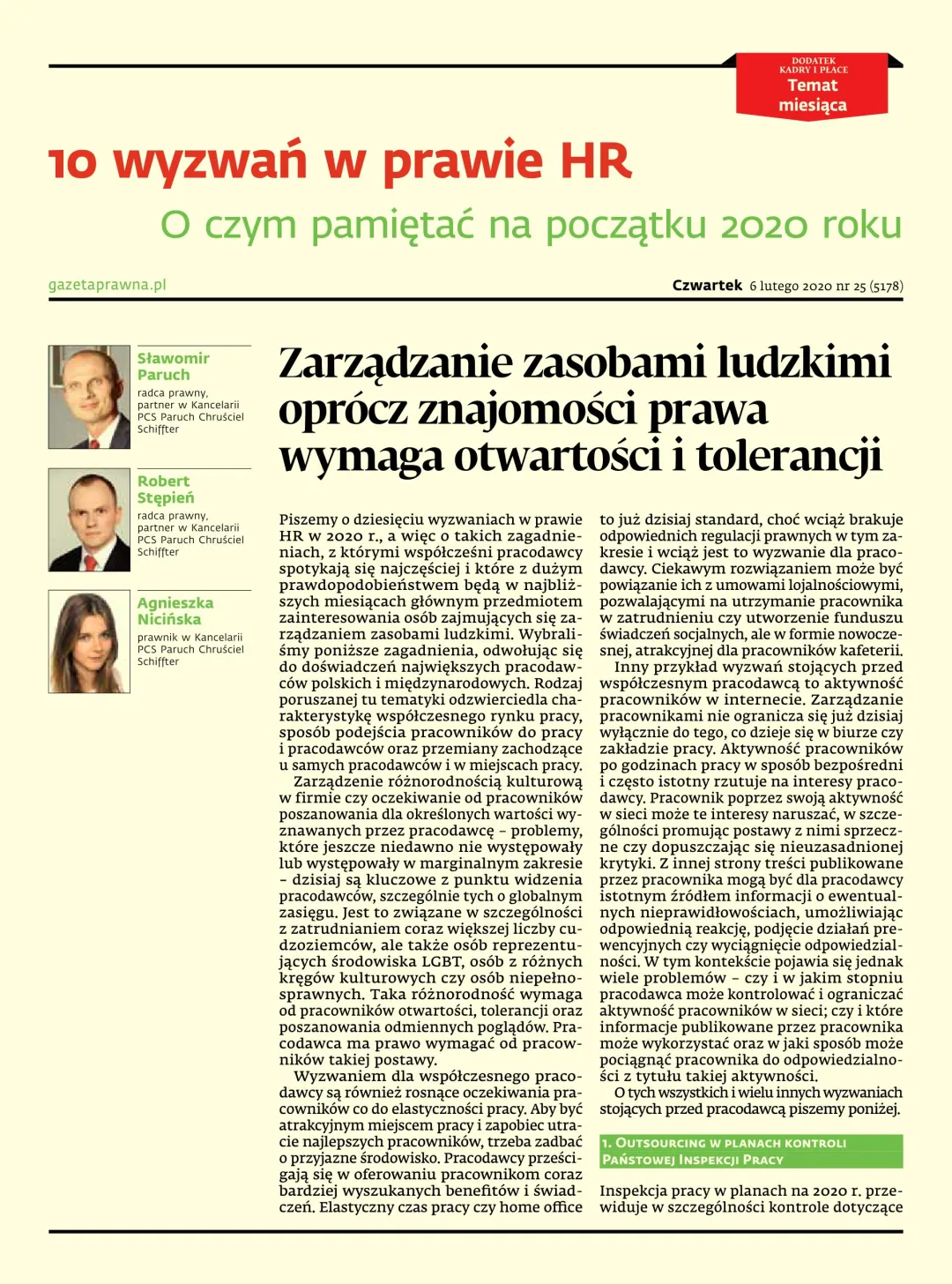 KADRY I PŁACE - TEMAT MIESIĄCA