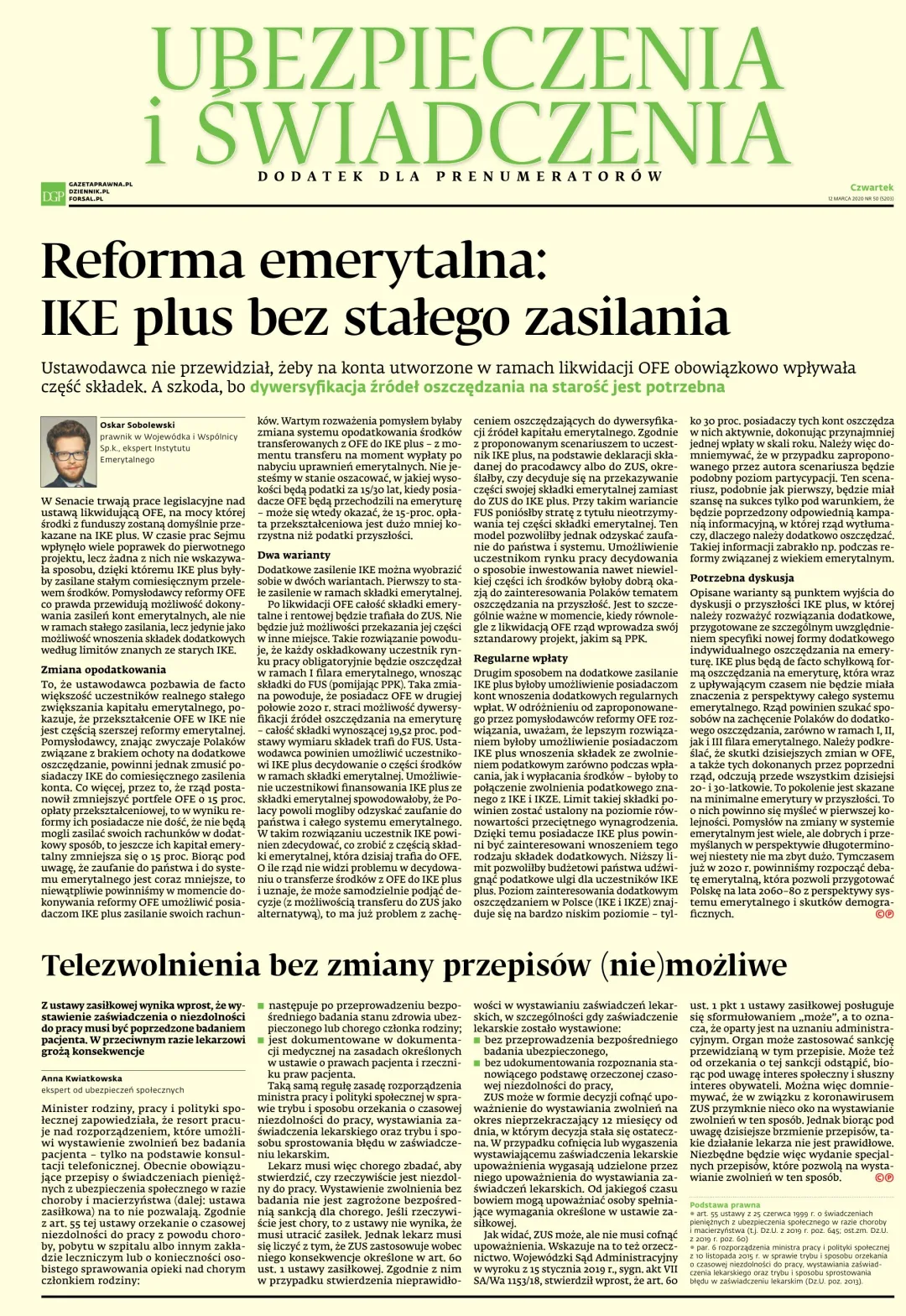 UBEZPIECZENIA I ŚWIADCZENIA